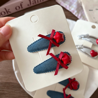 Mini pinces à cheveux Daou de 5 cm avec étoile rouge et ruban en forme de cœur, couleurs unies, accessoires élégants pour cheveux pour femmes et filles