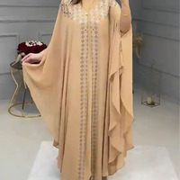 CCY Factory Robe Africaine Musulmane en Chiffon pour Femme avec Strass Scintillants, Ensemble Abaya 2 Pièces Style Dubaï