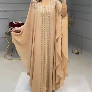 CCY Factory Robe Africaine Musulmane en Chiffon pour Femme avec Strass Scintillants, Ensemble Abaya 2 Pièces Style Dubaï - Product Image 3