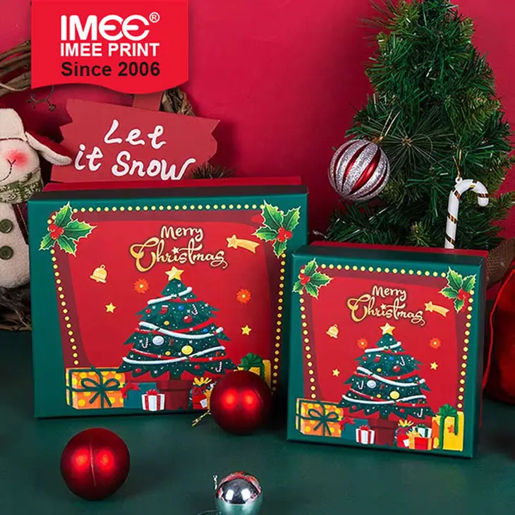 IMEE 사탕 쿠키 번들 크리스마스 테마 선물 포장 가방 위대한 휴일 특별 디자인 재사용 종이 크리스마스 선물 상자