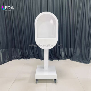 ขาตั้งจอแสดงผลทรงรีสีขาว LEDA พร้อมล้อเลื่อน โครงเหล็กตกแต่งทันสมัยสำหรับงานอีเว้นท์และงานปาร์ตี้ - Product Image 2