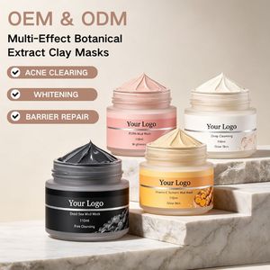 <span class=keywords><strong>Masque</strong></span> Facial Naturel au Curcuma, Thé Vert, Rose et Charbon Actif, <span class=keywords><strong>Masque</strong></span> de Soin Éclaircissant à l'Argile Rose, Blanc et Noir, Marque Privée - Product Image 1