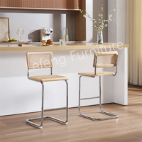 Tabouret de bar en bois de hêtre et rotin de style moderne, avec pieds chromés Cesca, meubles pour la maison, chaise de salle à manger pour appartement, café, restaurant, hôtel