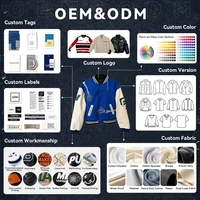 Blouson universitaire color block OEM/ODM pour homme, avec broderie main squelette sur manche, style streetwear, veste de baseball Letterman pour homme