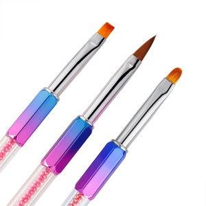 Pennello Professionale Qianya per Nail Art con Logo Personalizzato, Manico Sfumato Colorato in Nylon e Perla <span class=keywords><strong>Rosa</strong></span> - Product Image 4