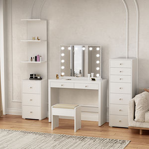 Vendita all'ingrosso calda moderna cassettone bianco con Led lampadine a specchio regolabile e resistente da tavolo per il trucco delle <span class=keywords><strong>donne</strong></span> per camera da letto Hotel - Product Image 1