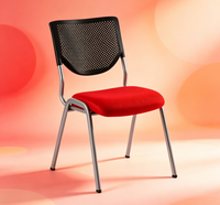 Chaise de formation en gros avec dossier ventilé, assise en tissu doux, pieds en métal argenté, légère, pour école, bureau, conférence, visiteur