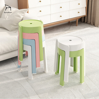 Chaise empilable en plastique en gros, banc haut, table ronde en plastique colorée, portable, salon, salle de classe, décoration