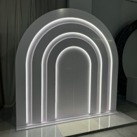 Arche de scène de mariage incurvée en acrylique LED sur mesure, support de toile de fond pour décoration de scène de mariage, fournitures pour fêtes et événements