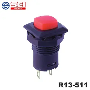 SCI Self-Locking Square Key Button Switch R13-511 Yellow Off 1.5A 250V ROHS Certified With 3A Maximum Current