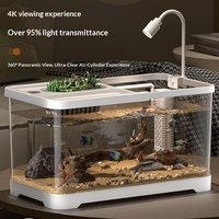 Aquarium de bureau rectangulaire moderne 20L avec cycle écologique intégré, filtre, oxygénation, couvercle et compatibilité poissons rouges