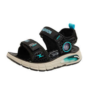 Nouvelles sandales de plage décontractées pour garçons, été 2025, fermeture velcro, cuir synthétique bleu/vert, grandes tailles pour enfants et étudiants - Product Image 6