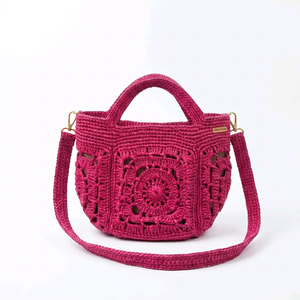 Mini sac bohème en crochet rose, style été, sac à main pour femme - Product Image 4