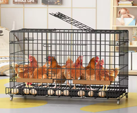 Cage à poulets pliable avec bac à déjections, en grillage métallique, pour poules pondeuses, usage domestique, petite taille