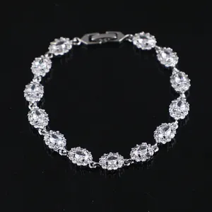 Fashion Jewelry Bracelets Charm Luxury Ladies Brace Lace CZ 7.5 inch Oval Cubic Zirconia Tennis Bracelet Women