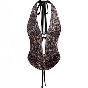 Top Corto sin Mangas con Estampado de Leopardo y Lentejuelas para Mujer, Estilo Y2K, Sexy, para Club, Espalda Descubierta, Venta al Por Mayor 2026 - Product Image 2