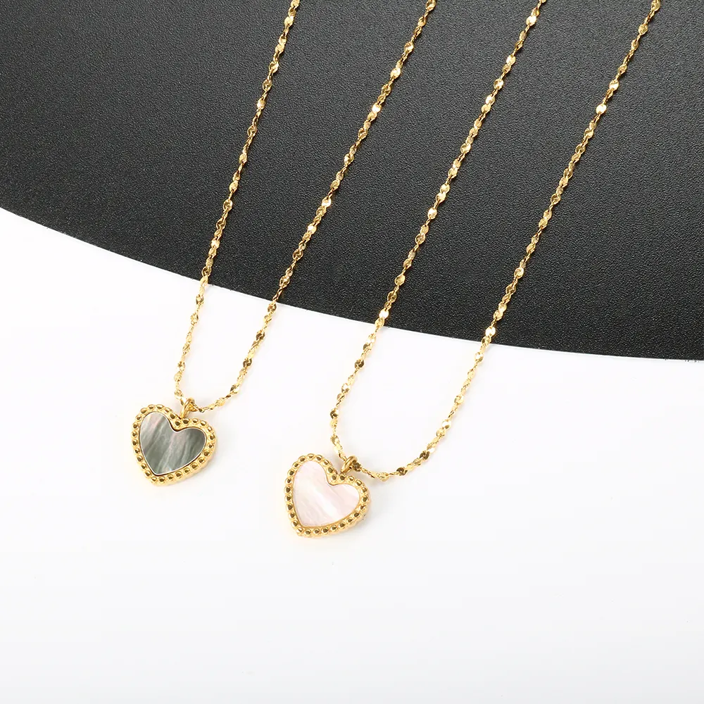 Dainty Women Necklace Jewelry Collier 18k Gold Stainless Steel Pvd Filled Jewellery Shell Heart Pendant Girlfriend Gift Necklace
