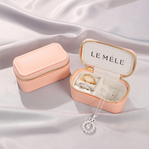 Mini Luxury Rectangle Portable Custom Logo PU Leather Jewelry <b>Box</b> <b>Small</b> Zipper Travel Case for Earrings and Rings <b>Storage</b> - Product Image 2