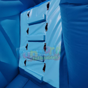 Castillo inflable azul de doble carril con tobogán, castillo hinchable comercial para exteriores con piscina de pelotas - Product Image 3