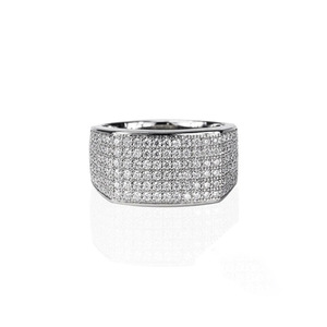 Anillo de Diamantes de Oro Blanco para Hombre Q645, Corte Brillante Redondo, Color G Natural, Estilo Hiphop, Uso Diario - Product Image 5