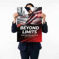 Affiche sportive personnalisée en gros avec logo, design au contraste élevé « Au-delà des limites » pour la décoration de clubs de sport et d'événements athlétiques, affiche en papier d'art