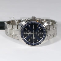 Jam Tangan Quartz Pria Valerius Dial Biru Baja Tahan Karat Kronograf Tampilan Tanggal Tachymeter Jarum Bercahaya Bisnis Sport