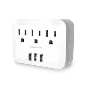 NEW Product Many 3 AC Outlets And 3 USB Ports US Multi Plug Outlet Extender Ports Wall Socket Socket Plug Power Strip