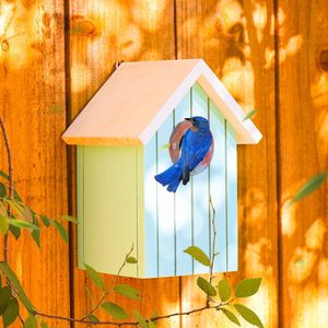 <span class=keywords><strong>Casa</strong></span> de pájaros de madera de cedro Art <span class=keywords><strong>Deco</strong></span> para exterior, jardín colorido, <span class=keywords><strong>casa</strong></span> decorativa de madera Bluebird - Product Image 4