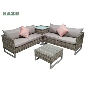 Aluminium Tuinmeubelen Vuurkorf Luxe Grote Aluminium Natuurlijke Rieten Stoel En Tafel Dineren Moderne Outdoor Sofa Set