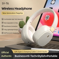 Casque sans fil SY-T6 avec longue autonomie de la batterie, Bluetooth 5.3, prise en charge de la carte TF, son stéréo HIFI, pour jeux et ordinateur