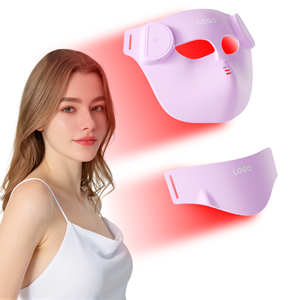 4D LED Facial Mask Face & Neck <span class=keywords><strong>Set</strong></span> 8 màu sắc Photon trị liệu hồng ngoại ánh sáng đỏ không dây từ xa Silicone mặt nạ để sử dụng nhà - Product Image 1