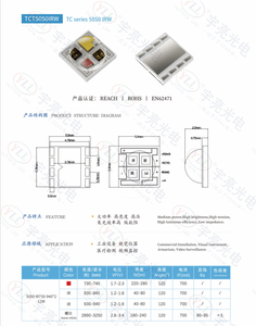 Chip LED de Alta Potencia <span class=keywords><strong>TC</strong></span> 5050 IRW con Lente 810nm 940nm SMD 12W Material Cerámico para Cultivo de Plantas Decoración Iluminación de Edificios - Product Image 3