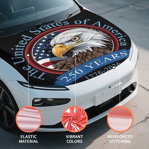Housse de capot de voiture Aigle Patriotique <span class=keywords><strong>1776</strong></span>-2026, Bannière automobile en tissu élastique épais pour le 250e anniversaire des États-Unis, idéale pour le défilé du 4 juillet - Product Image 3