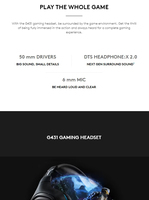 Auriculares para Juegos Logitech G431 con Sonido Envolvente 7.1, Controlador de 50 mm, Micrófono con Función de Silencio, DTS Headphone X 2.0 para PC, PS4, Xbox One, Switch