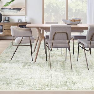 Grand <span class=keywords><strong>tapis</strong></span> moderne abstrait 8x10 à poils ras, lavable, doux, résistant aux taches, beige, pour salon, salle à manger, vert, marron - Product Image 2