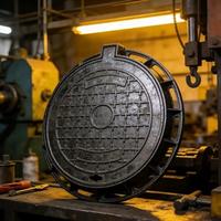 Couvercle de manhole en fonte ductile de haute qualité, conforme à la norme EN124, personnalisé pour le drainage des eaux usées, surface antidérapante, moulage de précision