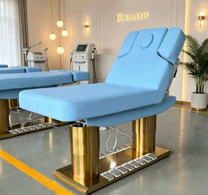 High Quality Luxury Beauty Facial Bed Comfortable Foot Control Cushion Golden Base Salon Furniture LED Light 2026 Hot Sale - Product Image 3