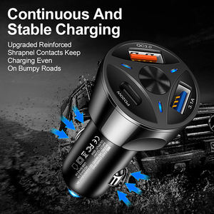 Hochwertiges 55W <span class=keywords><strong>3</strong></span>-Port USB Typ-C Autoladegerät Schnellladung PD QC3.0 Elektrischer OTP-Schutz Handy-Tablet-Adapter - Product Image 6