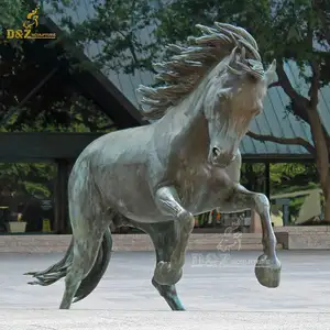 Correndo bronze bronze cavalo escultura tamanho vida grande animal jardim estátua