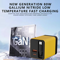 Chargeur mural rapide GaN 80W avec câble rétractable, adaptateur PD PPS pour téléphone et ordinateur portable, vente en gros, personnalisation des couleurs OEM