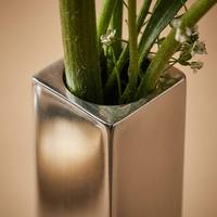 Vase carré en métal fin à tige unique ARM LVG, finition argent brossé doré, en acier inoxydable moderne, pour mariage et arrangements floraux