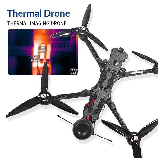 10 Inch 640x512 Thermal Imaging FPV Drone 5.8G 3W Image Transmission Load Capacity 4KG Black White