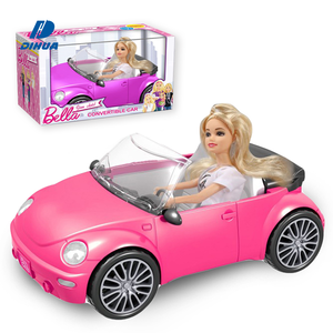 Ensemble Voiture Décapotable pour Jeu d'Imitation Amusant Avec Poupée Mannequin 28 cm, Voiture à Roue Libre et Poupée en Plastique Solide Rose pour Filles - Product Image 1