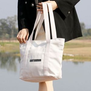 Customization Printed Nature Color Eco-friendly <b>Large</b> Capacity Reusable Heavy <b>Canvas</b> Tote <b>Bag</b> with Handle Extend to the Bottom a - Product Image 6