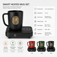 Tasse à café en céramique intelligente à marque privée, ensemble de tasses chauffantes, chargement USB, isolation thermique 24 heures, logo personnalisé, emballage applicable