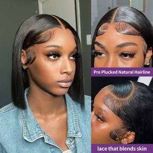 <span class=keywords><strong>Parrucca</strong></span> Economica di Capelli Umani Ricci Crespi Corti Bob, Parrucche Frontali in Pizzo di Capelli Umani per Donne Nere, Parrucche Frontali in Pizzo HD con Capelli Veri Vietnamiti - Product Image 4