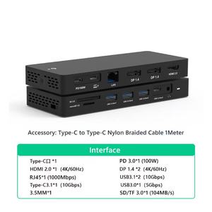 Syong <span class=keywords><strong>USB</strong></span> C Docking Station,13 in 1 - Dual DisplayPort + HDMI + 10Gbps,6 <span class=keywords><strong>USB</strong></span> C/A,100W PD,RJ45, sd/tf, เสียง, ฮับ <span class=keywords><strong>USB</strong></span> C สำหรับ dell/hp/pc - Product Image 1