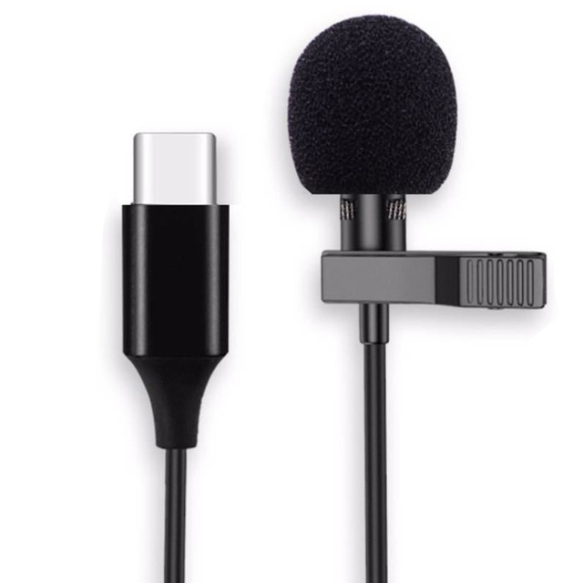 Portable 1.5m Wired Mini Type C Microphone for Phone PC Laptop Metal Clip-on Lavalier USB Mic 3.5mm Condenser Microphone