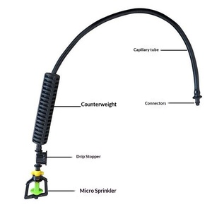 Kit d'irrigation par <span class=keywords><strong>micro</strong></span>-pulvérisation <span class=keywords><strong>suspendu</strong></span> pour serre de marque tierce, système d'arrosage pour légumes avec buse de pulvérisation rotative inversée - Product Image 1