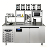 Plan de travail personnalisable en acier inoxydable pour thé au lait Boba, haute qualité, multifonctionnel, double porte, réfrigération électrique pour Bubble Tea